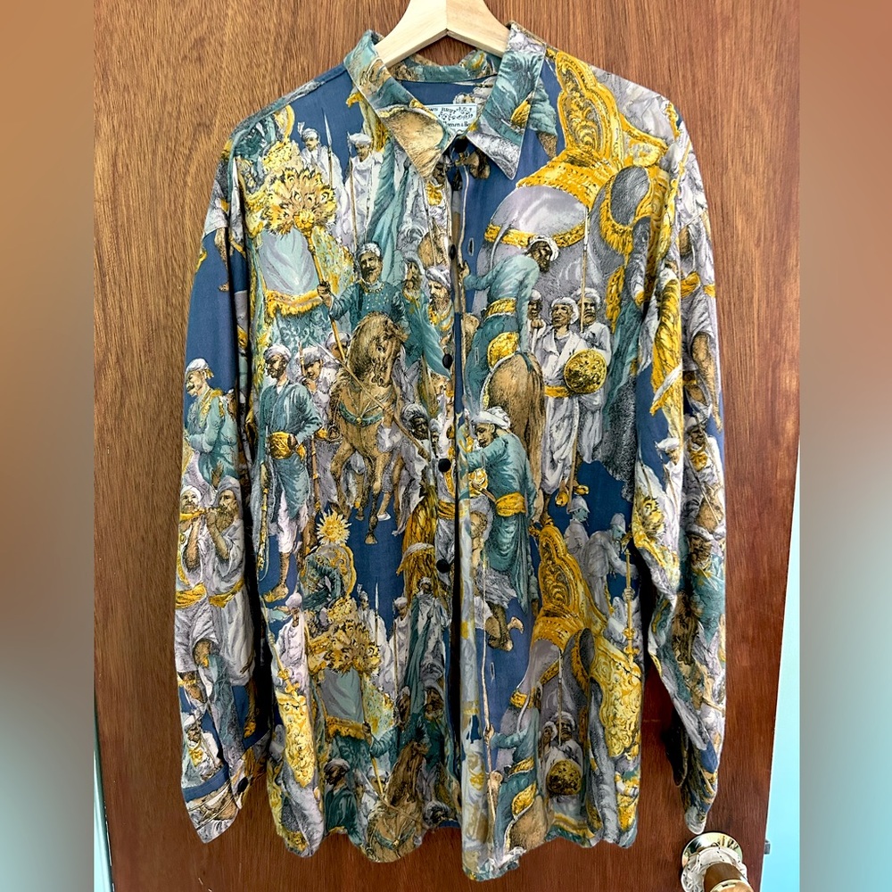 Vintage Button Up Shirt with dramatic scene